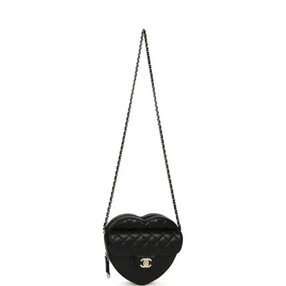 Chanel CC In Love Large Heart Bag in Black Lambskin - NEESTRA