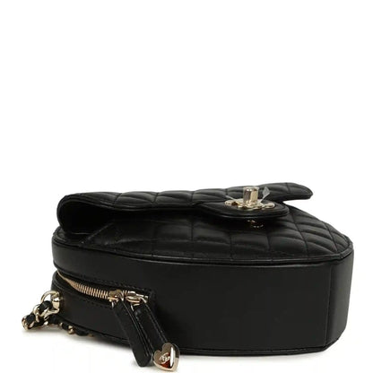 Chanel CC In Love Large Heart Bag in Black Lambskin - NEESTRA