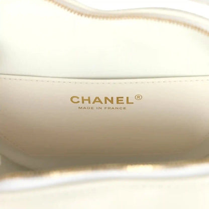 Chanel CC In Love Large Heart Bag White Lambskin Gold Hardware - NEESTRA