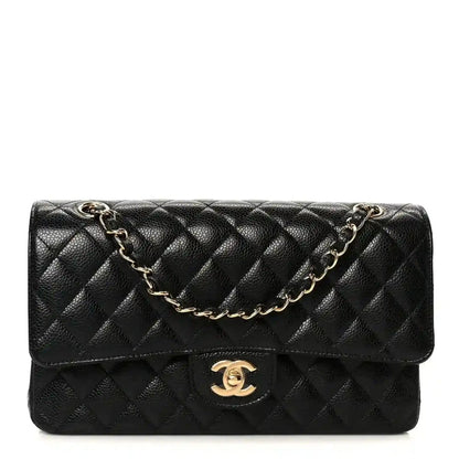 Chanel Classic Medium Double Flap Bag in Black Caviar Leather - NEESTRA