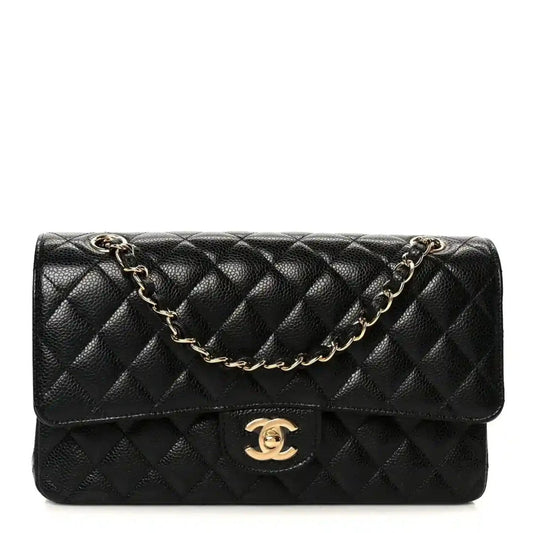 Chanel Classic Medium Double Flap Bag in Black Caviar Leather - NEESTRA