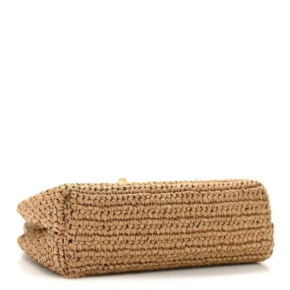 Chanel Dark Beige Braided Raffia Nano Kelly Flap Bag - NEESTRA