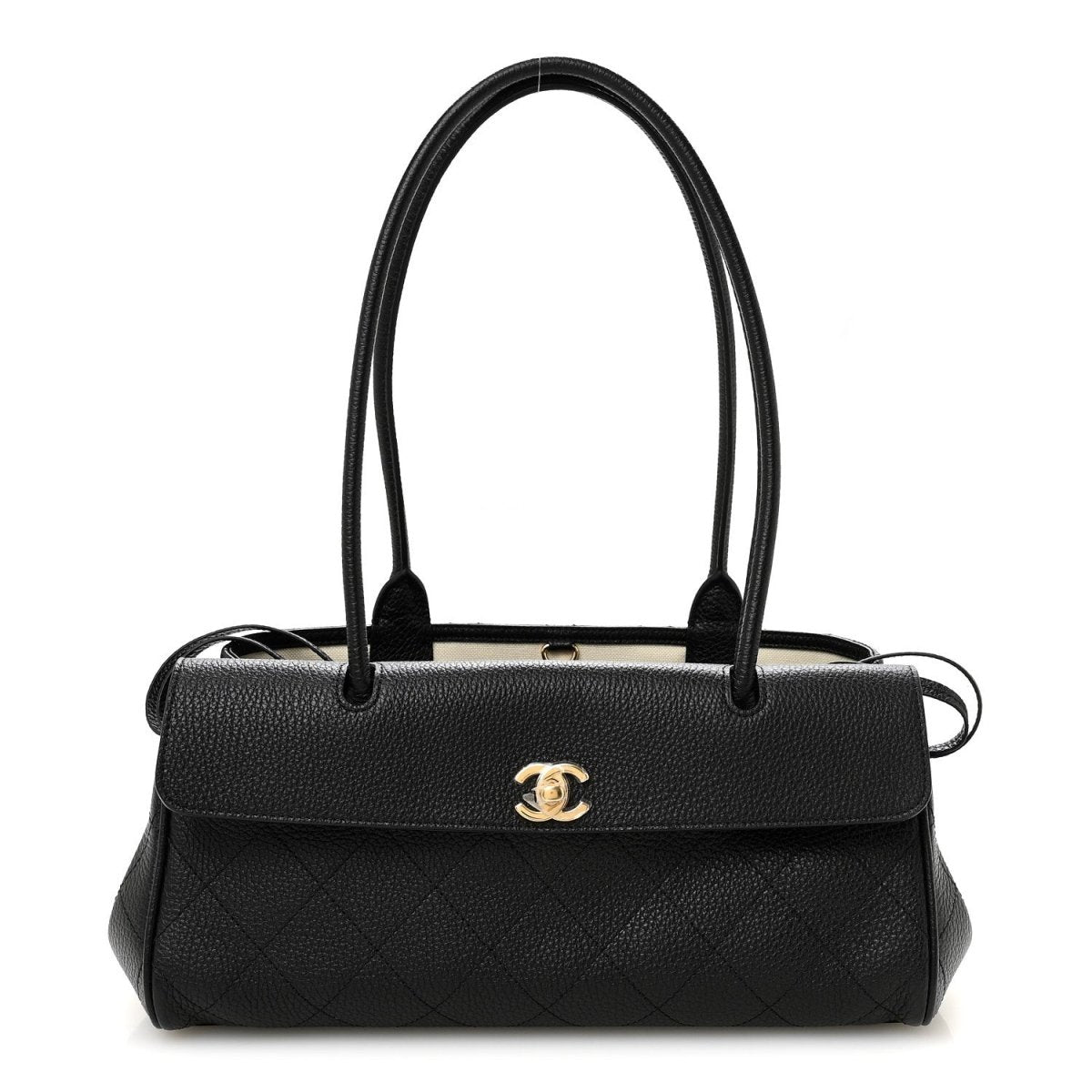 Chanel Grained Calfskin Stitched Urban Essentials Small Shopping Bag Black - NEESTRA