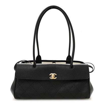 Chanel Grained Calfskin Stitched Urban Essentials Small Shopping Bag Black - NEESTRA