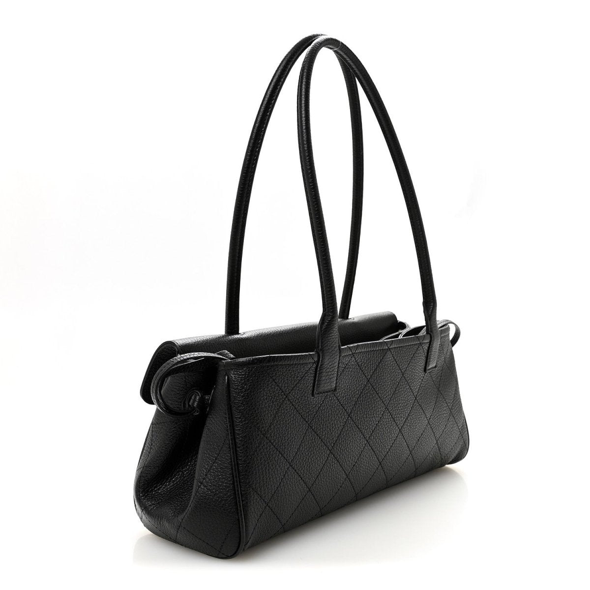 Chanel Grained Calfskin Stitched Urban Essentials Small Shopping Bag Black - NEESTRA