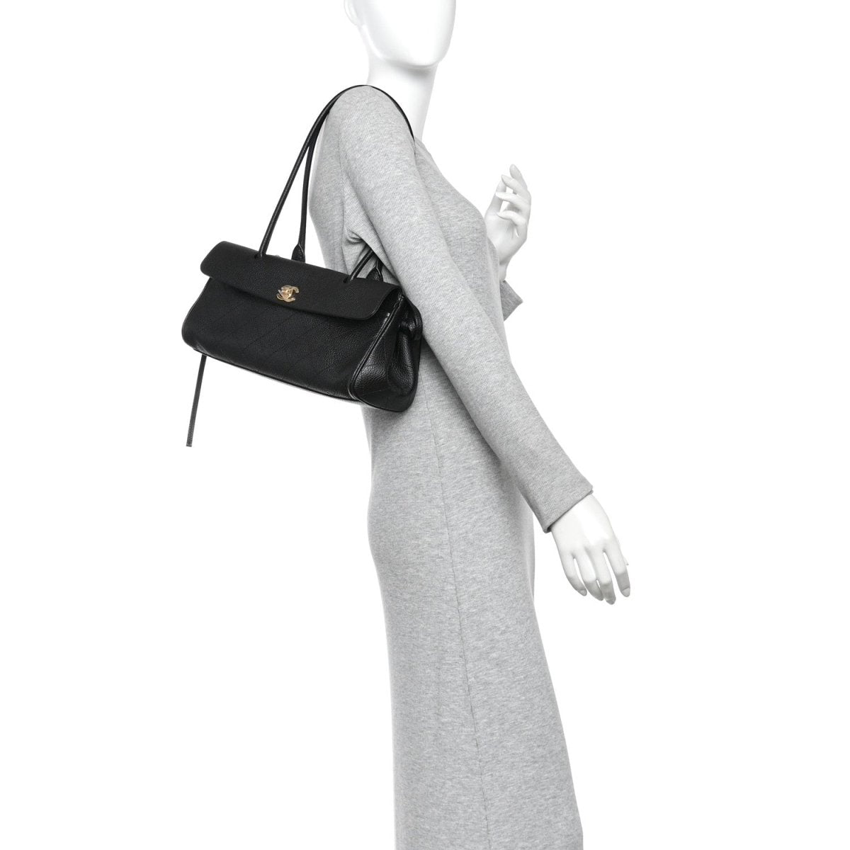 Chanel Grained Calfskin Stitched Urban Essentials Small Shopping Bag Black - NEESTRA