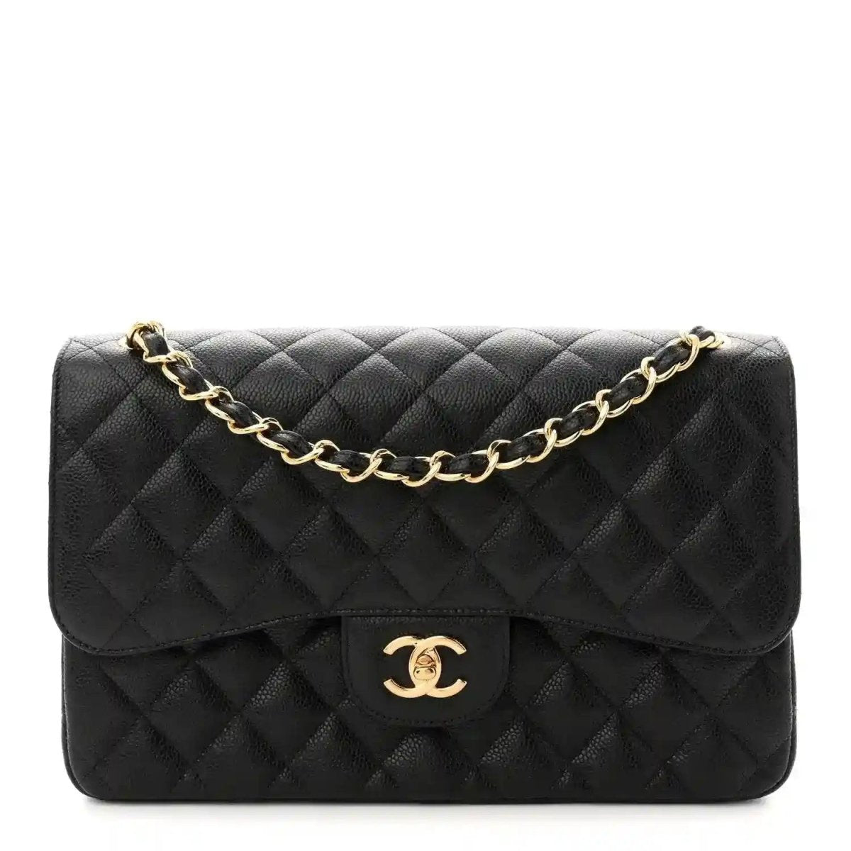 Chanel Jumbo Double Flap Bag in Black Caviar Leather - NEESTRA