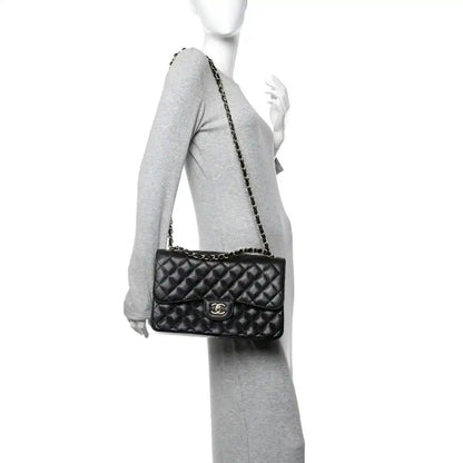 Chanel Jumbo Double Flap Bag in Black Caviar Leather - NEESTRA