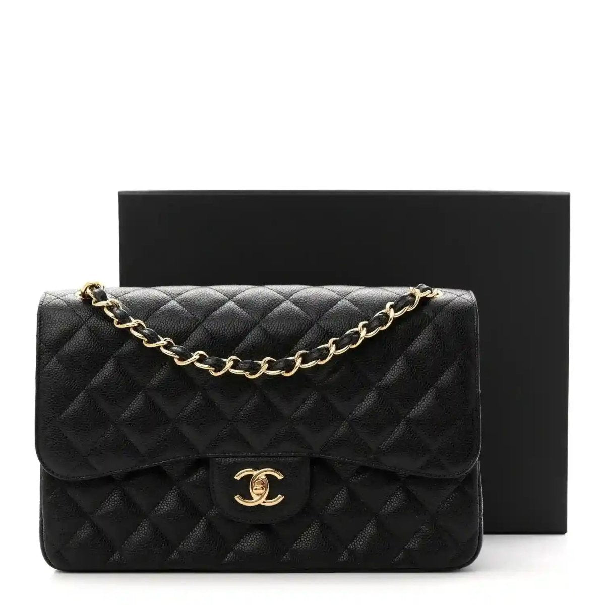 Chanel Jumbo Double Flap Bag in Black Caviar Leather - NEESTRA