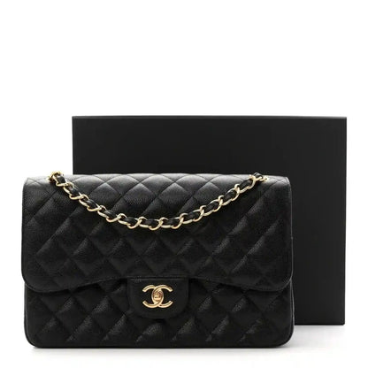 Chanel Jumbo Double Flap Bag in Black Caviar Leather - NEESTRA
