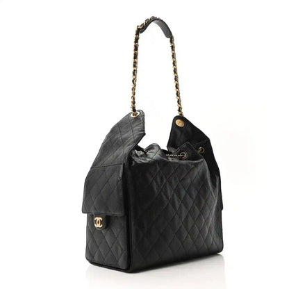 Chanel Medium Caviar Quilted 25 Handbag in Black Calfskin Leather - NEESTRA