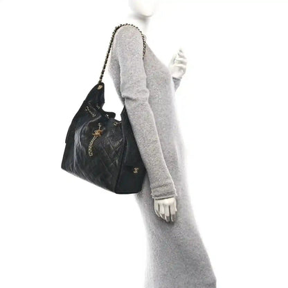 Chanel Medium Caviar Quilted 25 Handbag in Black Calfskin Leather - NEESTRA