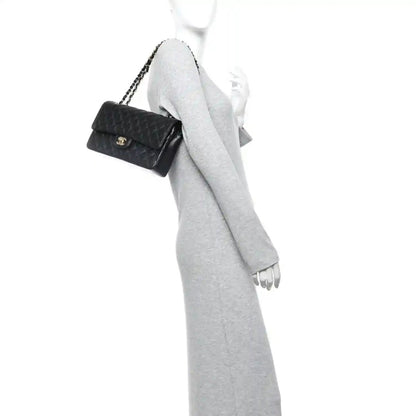 Chanel Medium Classic Double Flap Bag in Black Caviar Leather - NEESTRA