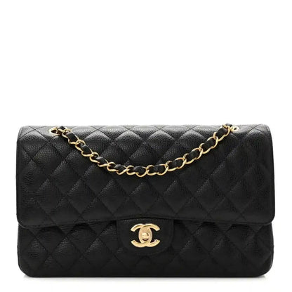 Chanel Medium Classic Double Flap Bag in Black Caviar Leather - NEESTRA