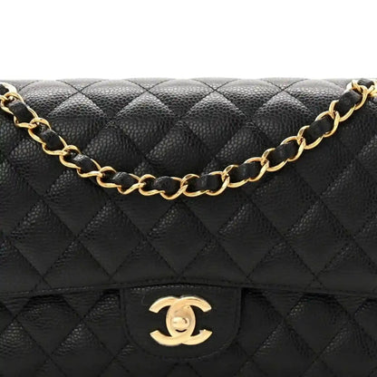 Chanel Medium Classic Double Flap Bag in Black Caviar Leather - NEESTRA