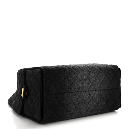 Chanel Medium Quilted Washed Denim 25 Shoulder Bag Black - NEESTRA