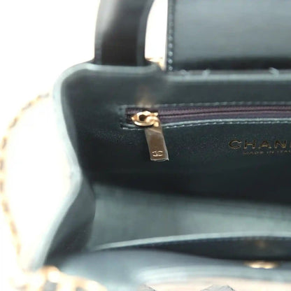 Chanel Metallic Blue Calfskin Small Kelly Shopper Brushed Gold Hardware - NEESTRA