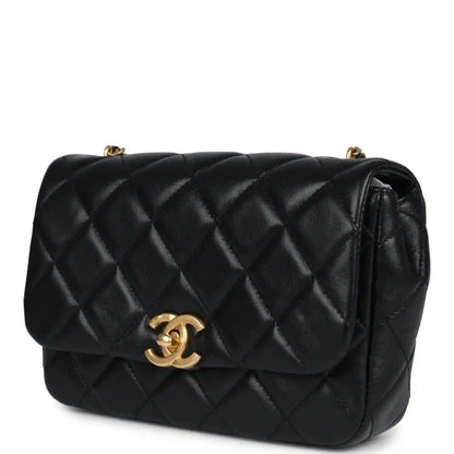 Chanel Mini Pearly Chain Flap Bag in Black Lambskin Leather - NEESTRA