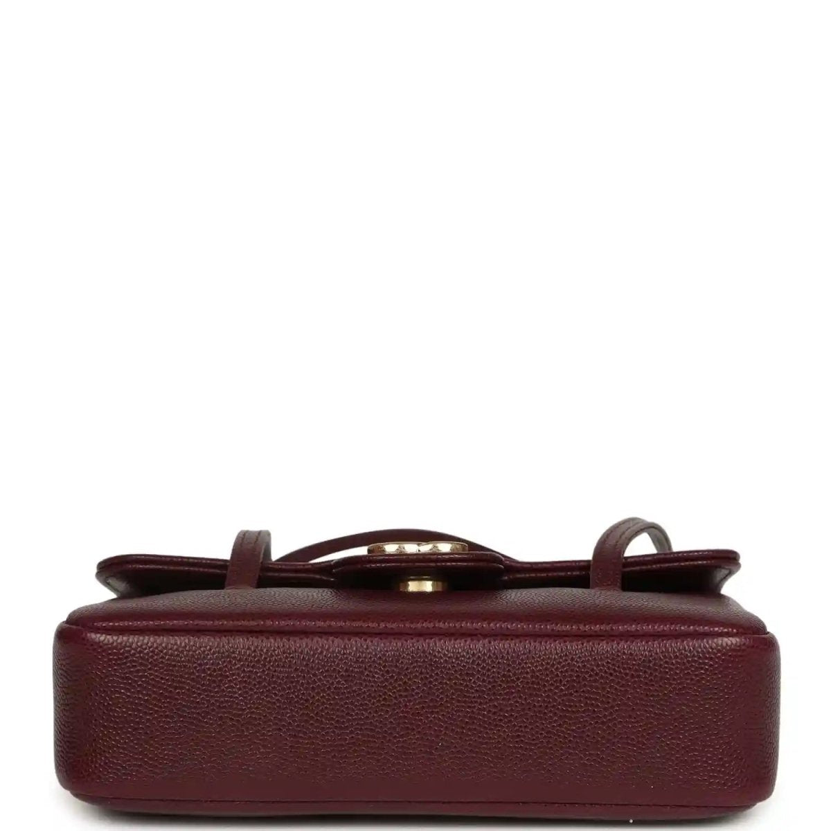Chanel Mini Preppy Coco Clutch Dark Burgundy Shiny Caviar Leather - NEESTRA