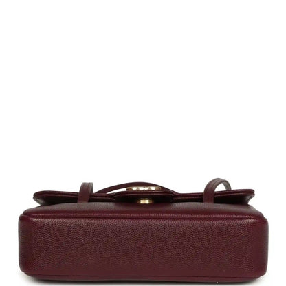 Chanel Mini Preppy Coco Clutch Dark Burgundy Shiny Caviar Leather - NEESTRA