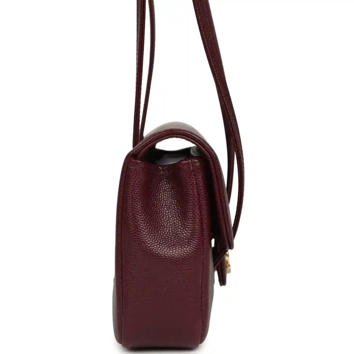 Chanel Mini Preppy Coco Clutch Dark Burgundy Shiny Caviar Leather - NEESTRA