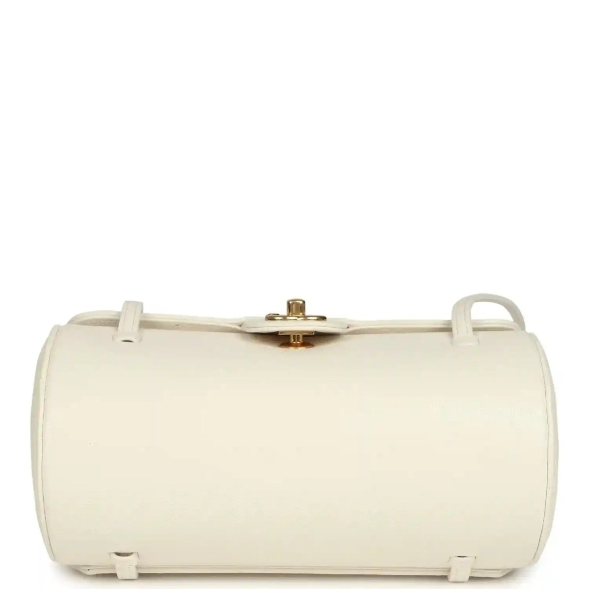 Chanel Preppy Coco Bowling Bag in White Shiny Caviar Leather - NEESTRA
