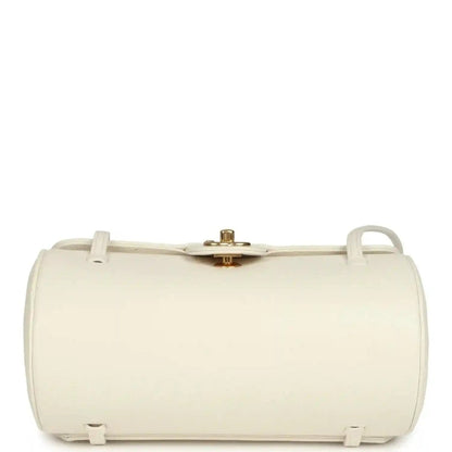 Chanel Preppy Coco Bowling Bag in White Shiny Caviar Leather - NEESTRA