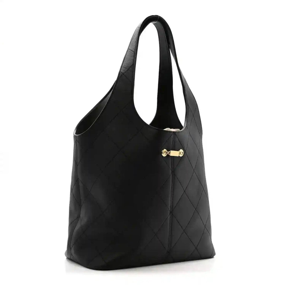 Chanel Quilted Calfskin Large Shopping Tote Bag Black - NEESTRA