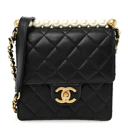 Chanel Quilted Goatskin Chic Pearls Flap Bag in Black - NEESTRA