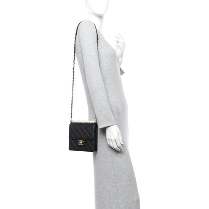 Chanel Quilted Goatskin Chic Pearls Flap Bag in Black - NEESTRA