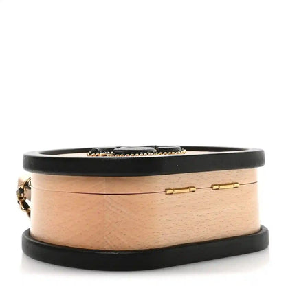 Chanel Round CC Vanity Case in Black Beech Wood Lambskin - NEESTRA