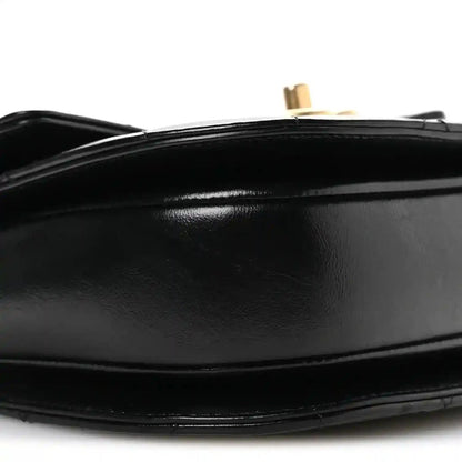 Chanel Shiny Calfskin Quilted Buckle Moon Messenger Bag Black - NEESTRA