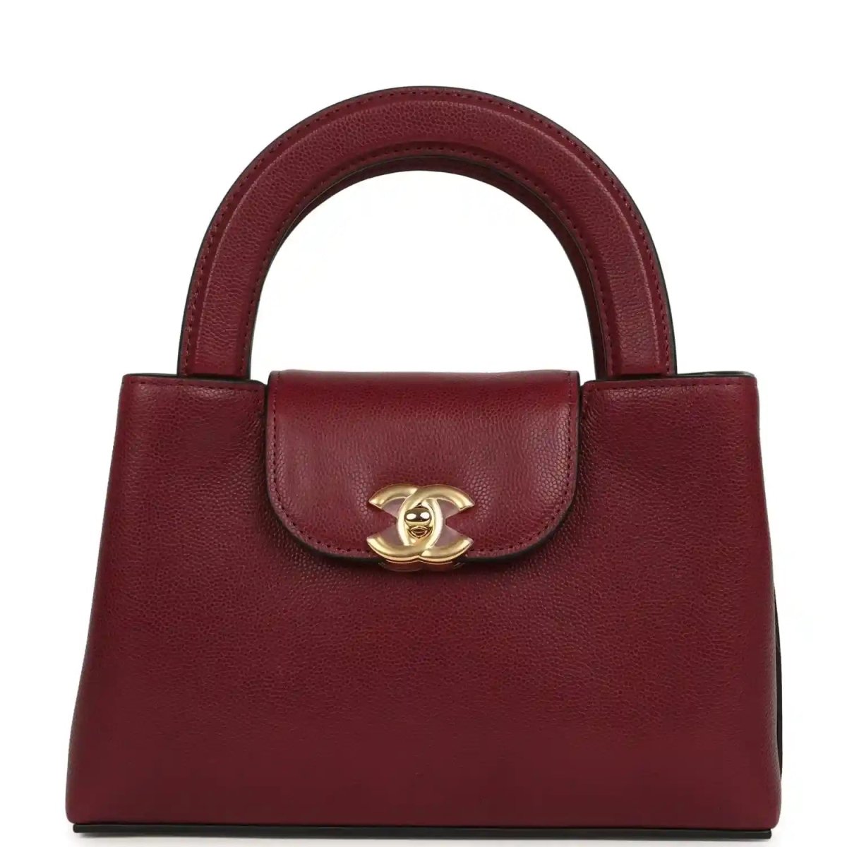 Chanel Small Kelly Shopper Bag in Dark Burgundy Caviar Leather - NEESTRA