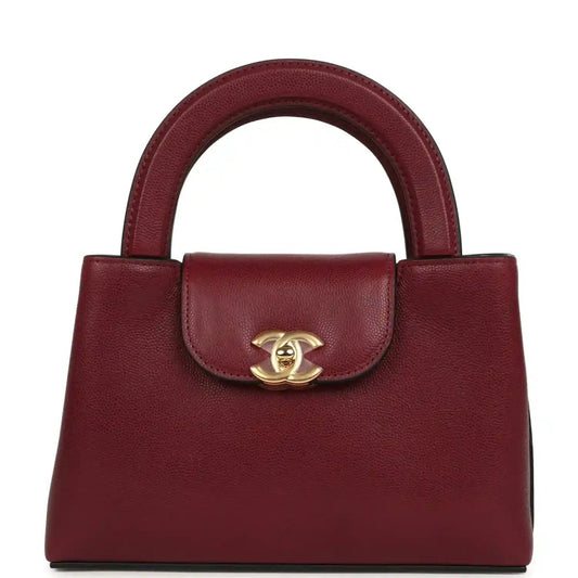 Chanel Small Kelly Shopper Bag in Dark Burgundy Caviar Leather - NEESTRA