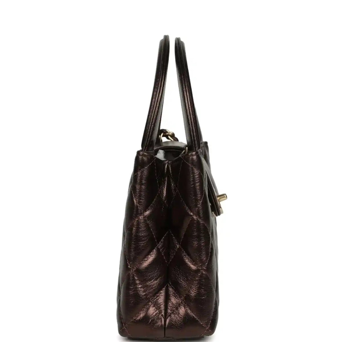 Chanel Small Kelly Shopper Bag in Metallic Dark Bronze Calfskin - NEESTRA