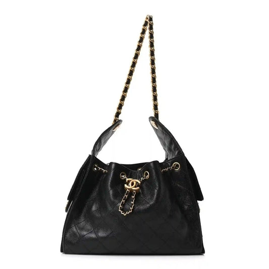 Chanel Small Quilted Caviar Leather Handbag with Gold Hardware - NEESTRA