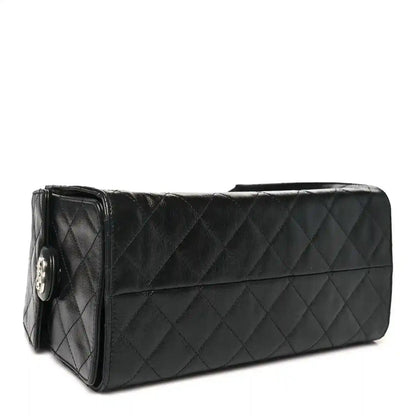 Chanel Small Quilted Shiny Crumpled Calfskin 25 Handbag Black - NEESTRA