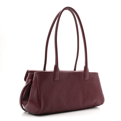 Chanel Urban Essentials Grained Calfskin Stitched Small Shopping Bag Burgundy - NEESTRA