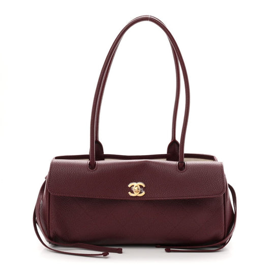 Chanel Urban Essentials Grained Calfskin Stitched Small Shopping Bag Burgundy - NEESTRA