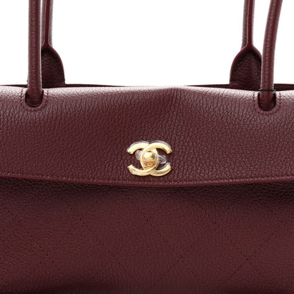 Chanel Urban Essentials Grained Calfskin Stitched Small Shopping Bag Burgundy - NEESTRA