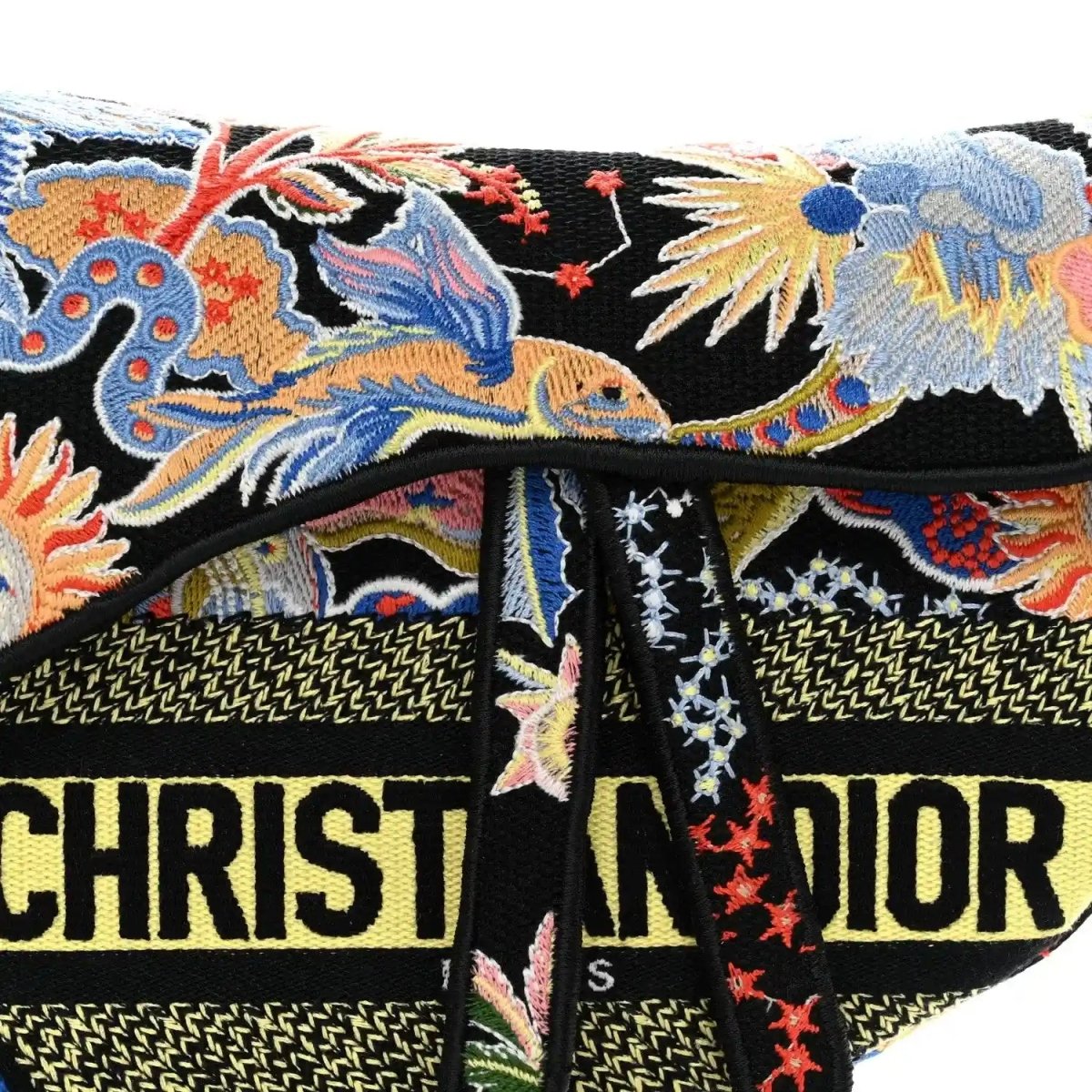 Christian Dior Black Canvas Embroidered Zodiac Fantastico Saddle Bag - NEESTRA