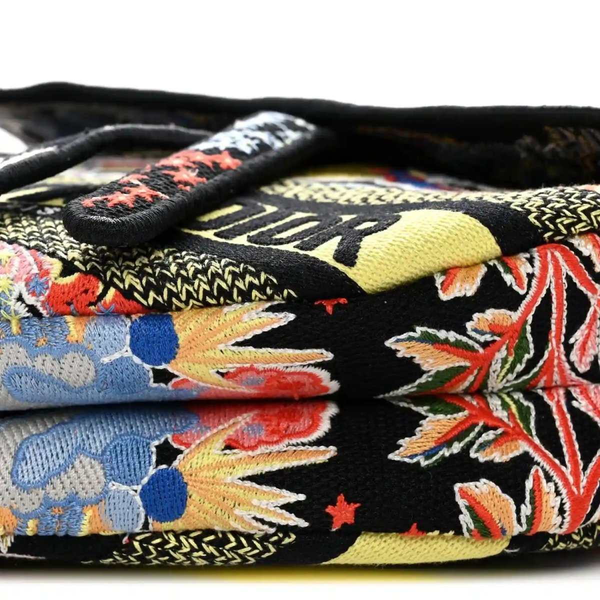 Christian Dior Black Canvas Embroidered Zodiac Fantastico Saddle Bag - NEESTRA