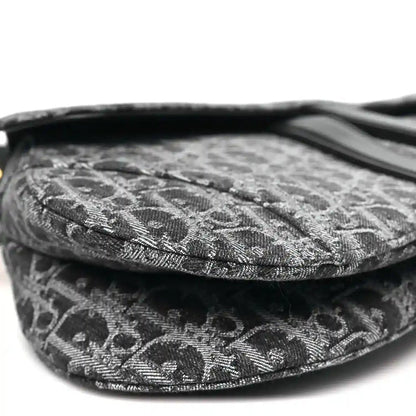 Christian Dior Denim Oblique Jacquard Saddle Bag in Black - NEESTRA