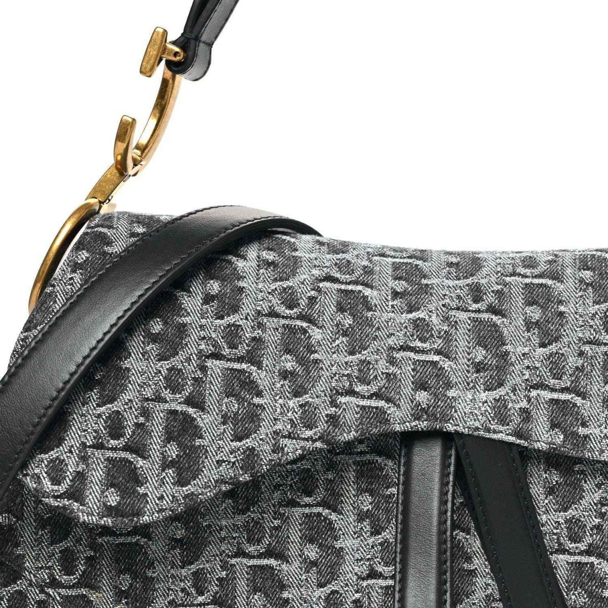 Christian Dior Denim Oblique Jacquard Saddle Bag in Black - NEESTRA