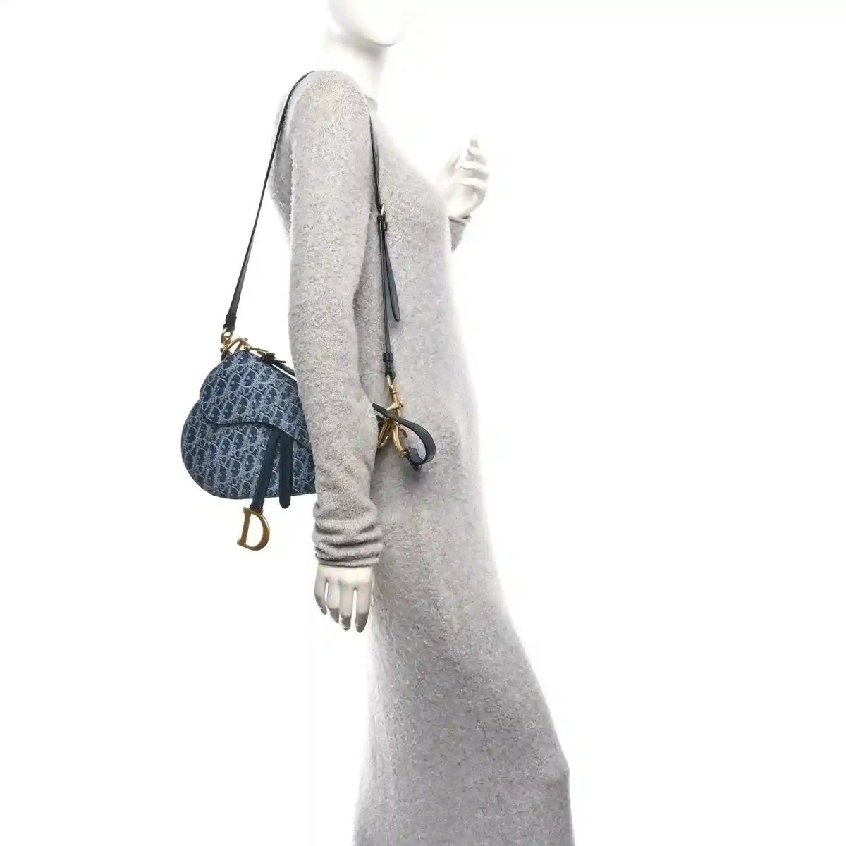 Christian Dior Denim Oblique Jacquard Saddle Bag in Black - NEESTRA