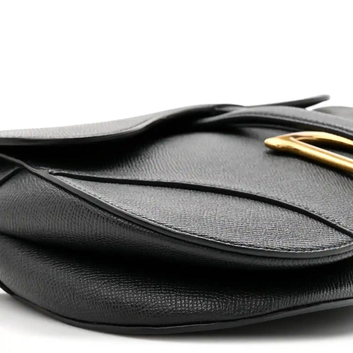 Christian Dior Grained Calfskin Leather Saddle Bag In Black - NEESTRA