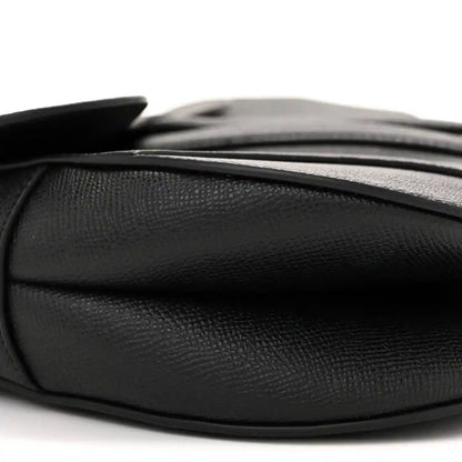 Christian Dior Grained Calfskin Leather Saddle Bag in Black - NEESTRA