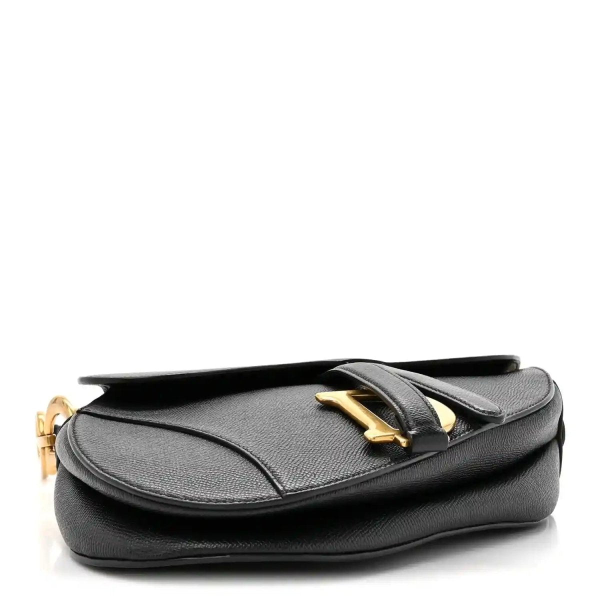 Christian Dior Grained Calfskin Leather Saddle Bag In Black - NEESTRA