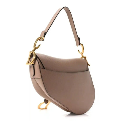 Christian Dior Grained Calfskin Saddle Bag in Fard Light Pink - NEESTRA