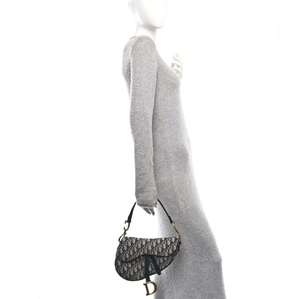Christian Dior Oblique Monogram Canvas Saddle Shoulder Bag Blue - NEESTRA
